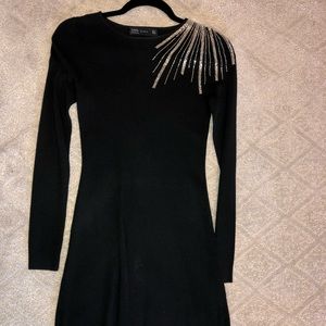 Zara black mini dress with sequined starburst